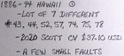 1886-94 Hawaii  43-78  F vf Used Lot Of 7 Different