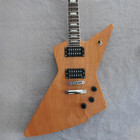 Natural Mahogany Explorer Style Electric Guitar Hh Humbuckers Block Inlays Cr