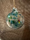 Hand Blown Art Glass Witch Ball    the Tree Of Life     Blue Red Yellow Softball