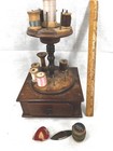 Antique Sewing Stand With Drawer Two Tier W spools Hand Made Original 19thc 