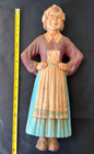 Antique Pilgrim Style Maid Cast Iron Figurine  16  Tall   1920s Or Earlier 