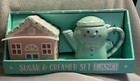New Lang Pastel Hand Painted Christmas Gingerbread House Man Sugar Creamer Set