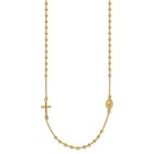 14k Yellow Gold Miraculous Medal Beaded Rosary Necklace With Cross  16 Inch