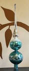Vintage Christmas Tree Topper Blown Glass Finial Blue-mica Glitter- Andes Mcm