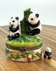 Porcelain Hinged Trinket Box Pandas Panda Bears