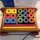 Vintage 1960   s Playskool Wooden Pull Wagon Complete With Original Box  