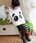 2pcs Toddler Infant Girls Outfits Panda Coat   Striped Pants Kids Clothes Set