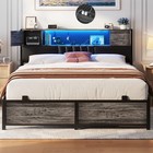 King queen full Led Bed Frame Noise-free Metal Frame W  Headboard   Power Outlet