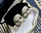 Vintage Phantom Of The Opera Earrings Silver Tone Mask Theatrical Signed 1986