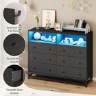 6 Drawer Double Dresser Bedroom Storage Dresser Wood Chests Of Drawers Led Light