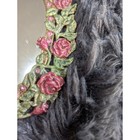 Vintage Ornate Rose Hand Mirror Gold Tone Pink Rhinestone Floral Vanity