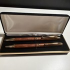 African Padauk Vermillion Wood Pen Mechanical Pencil Set In Felt Box 