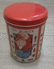 Set  Vintage Old St  Nick Santa Christmas 6  Metal Collector Tins Nesting Taiwan