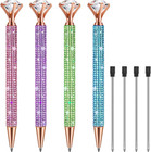 4 Pcs Diamond Top Pens With Crystal Bling Metal Ballpoint Bridal Shower Retra   