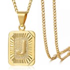 Gold Plated Initial Necklace Letter Pendant Stainless Steel Curb Chain Unisex