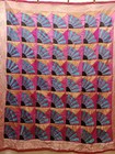 Vintage Beautiful Hand Made Silk Quilt Bedspread Bedcover Wall Hanging 193x167cm