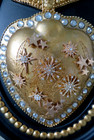 Stunning  Sacred Heart Ex Voto Milagro Jeweled Antique Gold Wall Plaque 12x9 