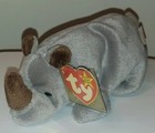 Ty Beanie Baby - Spike The Rhinoceros rhino  7 Inch  Mwmts Stuffed Animal Toy