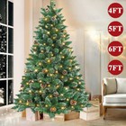 4 5 6 7ft Snow Frosted Christmas Tree Spruce Pine Cone Holiday Xmas W led Lights