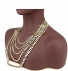 Mens 14k Concave Cuban Link Chain Necklace Bracelet 5mm To 10mm Gold Plated