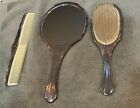 Vintage Silver Tone Art Nouveau Mirror Brush And Comb Vanity Set