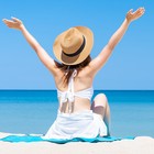 2 Packs Beach Hat For Women Summer Straw Sun Hat Panama Hat  Ivory And Tan Color
