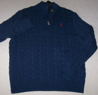 Nwt Polo Ralph Lauren Navy Heather Cable Knit Half-zip Sweater Men s Xl Red Pony