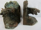 Vintage Tiger Bronze Metal Bookends 5    Tall Rare - Set Of 2