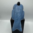 Hand Carved Blue Wooden Cat Peering Down For Shelf - From France 7    Tall 6    Wide