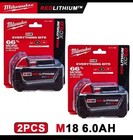 2 Pcs 18v Milwaukee 48-11-1860 6 0 Ah Batteries M18 Xc18 48-11-1860 New In Pack