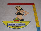 Vintage Chrysler Mopar Full Service Garage Woman 12  Metal Car Gasoline Oil Sign