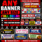 Any Banner Any Size Free Design   Shipping Rain   Wind Resistant Outdoor Banner