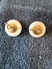 Pair Of White  Round Glass Cabochons  Intended As Jewelry