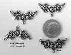  1191 Antiqued  925 Sterling Silver Plated Floral 3 Ring Connector - 4 Pcs