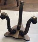 Antique French Tripod Wood   Bronze Side Table  No Top Sturdy For Marble Top