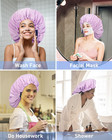Extra Large Shower Cap For Women Waterproof Satin Lined Adjustable Hair Cover Xl
