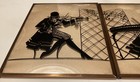 Vintage Pair Reverse Painting Convex Glass Silhouette Pictures  Victorian Scenes