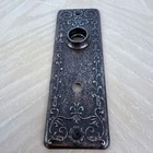Antique Victorian Stamped Steel Door Plate Ornate Copper Flash Escutcheon 1900