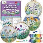  4 Pack Embroidery Kit For Beginners Stamped Cross Stitch 4 Watercolor Flowers