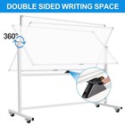 Calenbo Large Rolling Whiteboard On Wheels 72 X 40  Double-sided Mobile Dry E   