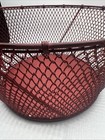 Vintage Painted Red Metal Wire Egg Gathering Basket W  Porcelain Handle Large
