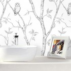 Neutral Birch Tree Owls Shelf Liner Contact Paper Peel And Stick Wallpaper For 