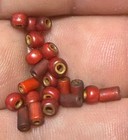  20  Huron Indian Red White Heart Trade Beads Venetian Pre-1800 Small Size