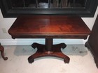Antique Hand-made Early American Empire Mahogany Pillar And Scroll Game Table   