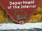 Vintage National Park Porcelain Sign Old Department Of Interior Arrowhead Forest