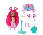 New Barbie Extra Fly Minis Travel Doll Desert Festival Magenta Hair Fringe Htf