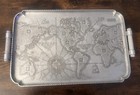  Vintage Arthur Armour Hammered Aluminum World Map Serving Tray Art Deco 19x11