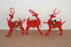 3 Vintage Mid Century Modern Christmas Red Plastic Reindeer