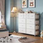 Elegant White 10-drawer Dresser With Hooks   Pockets For Bedroom   Living Room