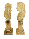Rare 19th Century Italian Grand Tour Carved Onyx Busts Dante   Da Vinci Antique